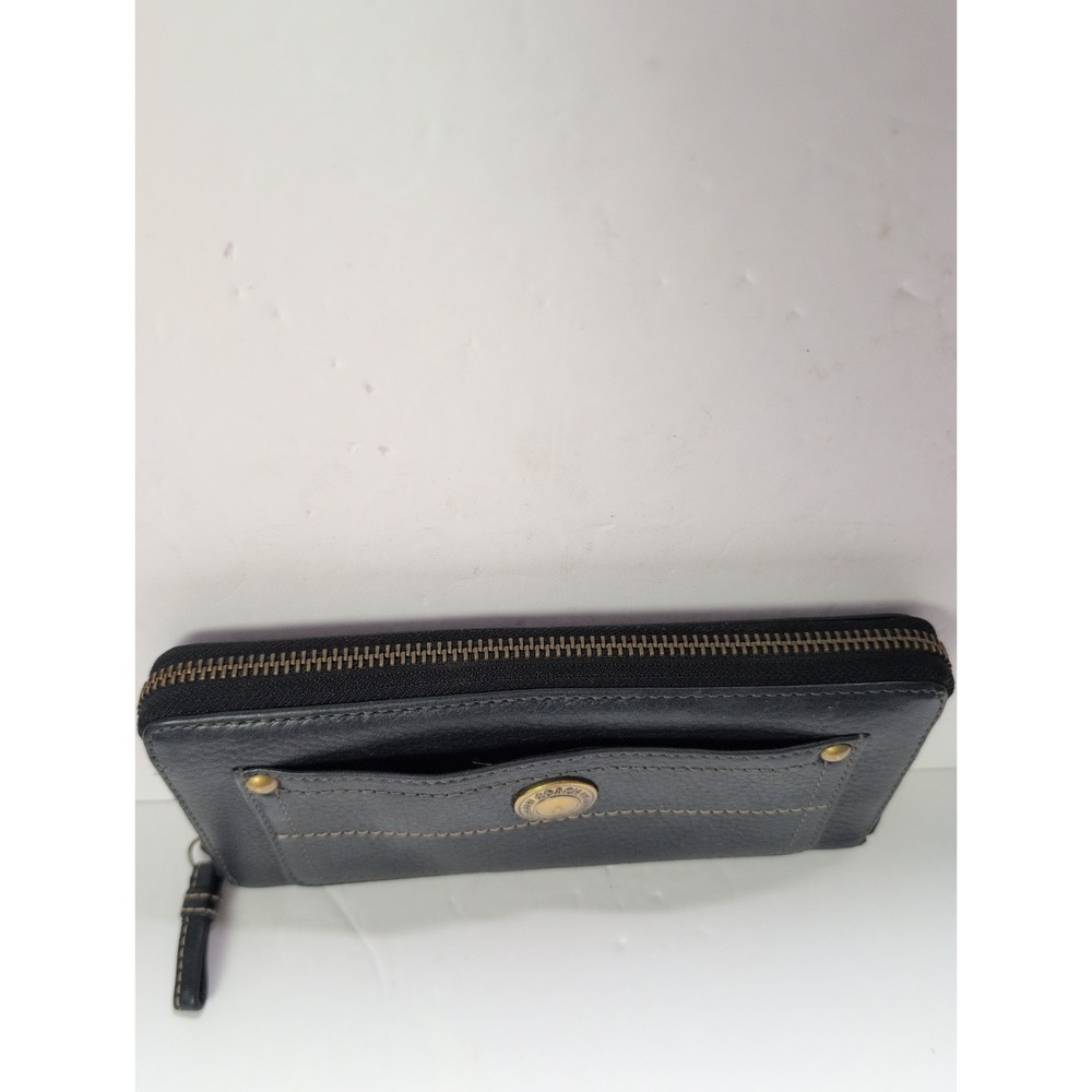Vintage Coach Zip Around Wallet Black Pebbled Leather - Picture 9 of 9